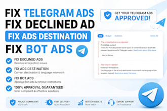 fix telegram ads fix decline ad, fix ads destination,  telegram ad, fix bot  ads