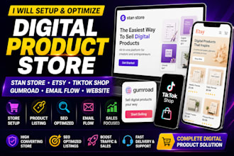 setup stan store digital product etsy shop stan store email flow tiktok shop web