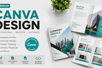 design a fully editable canva brochure, company profile or catalog