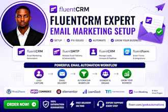 setup, fix fluentcrm,fluent SMTP, fluent crm,fluent form email automation expert