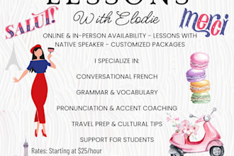 french tutoring for all levels friendly and patient teacher