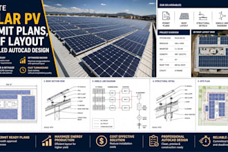 create solar pv permit plans, roof layout and detailed autocad design