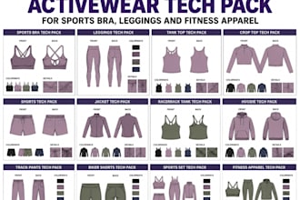 do activewear tech pack, sports bra, leggings, gym wear and sportswear tech pack