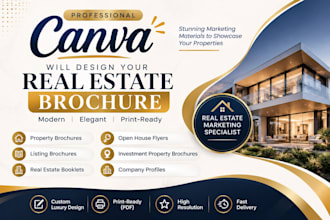 design a luxury real estate brochure, property booklet, or listing flyer