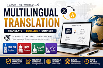 translate english chinese arabic and urdu content