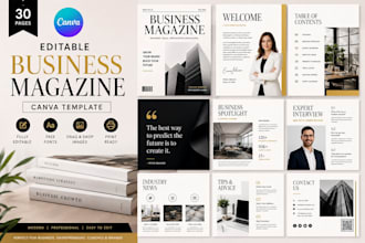 design a professional editable digital magazine canva magazine business template