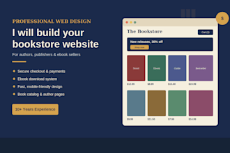 build selling bookstore website book author book publisher ebook library website