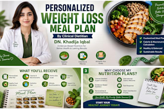 create personalized diabetes, pcos weight loss meal plan by a clinical dietitian
