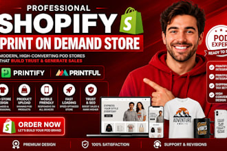 setup converting shopify print on demand store, pod website design printify pod