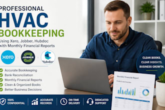 do hvac bookkeeping using xero, jobber, hubdoc with monthly financial reports