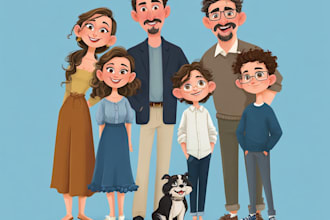 do realistic family portrait, couple art