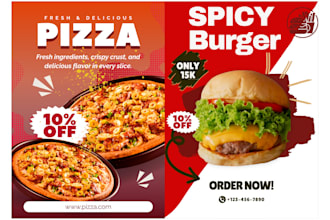 design pizza and burger flyers, menu, posters