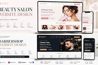 design beauty, salon website spa website barbershop hair extension website