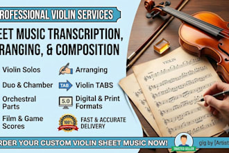 create professional violin arrangements and sheet music for your song
