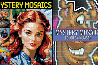create mystery mosaic color by number coloring book interior for kdb