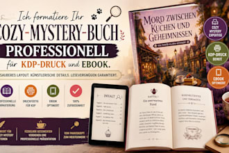 ich formatiere ihr cozy mystery buch professionell für KDP bruck und ebook