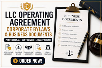 draft llc operating agreement corporate bylaws shareholder business documents