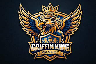 make unique style for grifin king mascot logo design