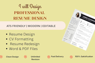 professionally design, format, and redesign your resume or CV