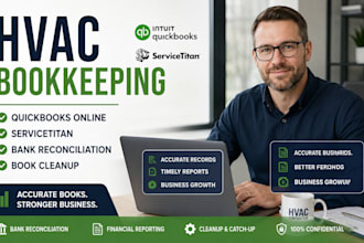 do hvac bookkeeping, quickbooks , servicetitan, bank reconciliation and cleanup