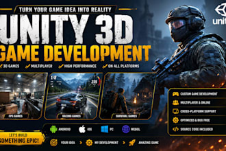 develop unity game for mobile ios pc multiplayer single player game fps tps game
