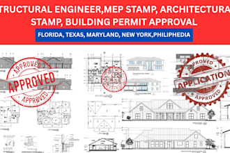 provide structural, civil, mep engineer stamp for texas permit approval