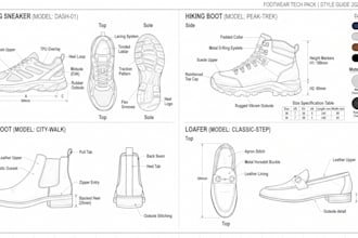 design custom shoe sneaker sketch and tech pack