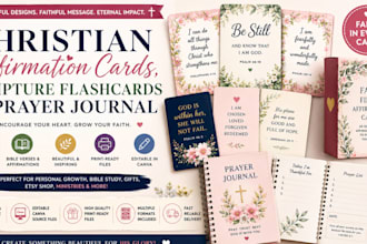 design christian affirmation card or scripture flashcards and prayer journal