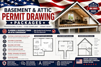 l create basement finishing and attic conversion permit drawing plans