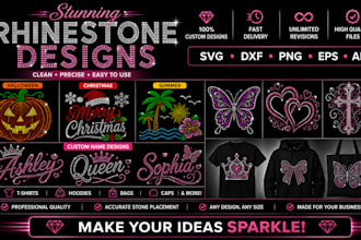 create custom rhinestone svg template and t shirt design