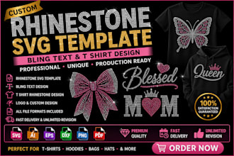 create custom rhinestone svg template and t shirt design