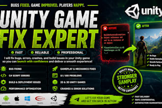 fix unity game bugs errors crashes unity codebase  errors full 3d game testing