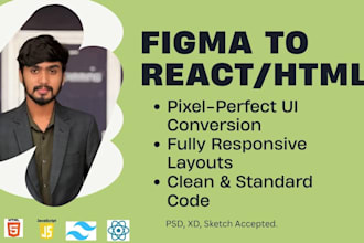 convert figma to react js or html responsive website