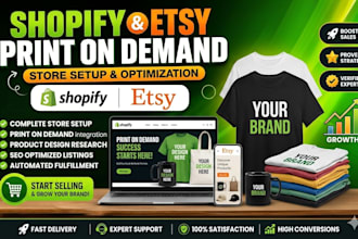 setup etsy print on demand shopify store or etsy digital products store esty