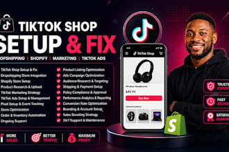 setup tiktok shop, fix tik tok shop dropshipping shopify marketing tiktok ads
