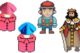 do pixel art character, 8 direction pixel character animation, sprite sheet 8bit