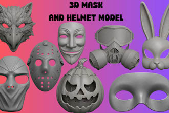 create 3d mask model custom cosplay helmet 3d armor props and stl for printing