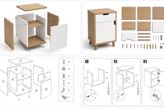 create assembly instructions for furniture and cabinet or product