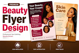 design premium beauty flyers, salon, spa, skincare and makeup brands