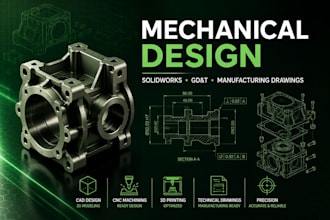 design mechanical products, solidwork 3d models, manufacturing drawings and gdt
