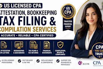 prepare US CPA attestation, tax filing, bookkeeping and financial statements