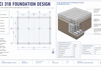 do foundation design, slab on grade plans, and footing structural details