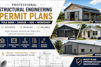 design structural permit plans for pole barn, garage, adu and workshop