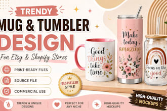 design trendy coffee mug design awesome tumbler drinkware for etsy shopify store