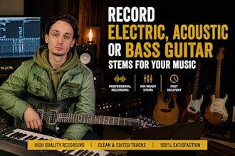 record electric, acoustic or bass guitar stems for your music