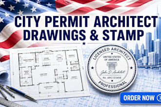 be your city permit architect for architectural drawing, floor plans, mep, stamp