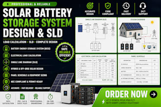 design solar battery storage system, electrical load calculation and sld