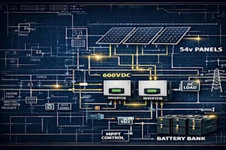 design electrical solar pv drawings battery storage load calculations helioscope
