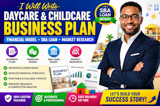 write daycare childcare business plan financial model sba loan market research