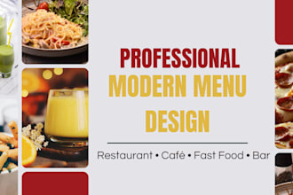 design a modern restaurant menu and price list
